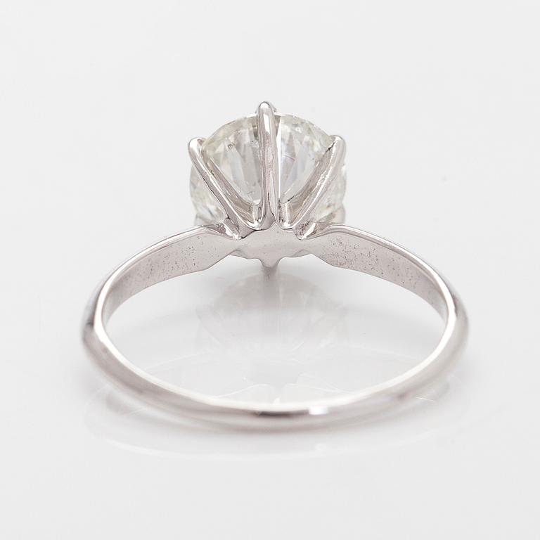 Sormus, solitaire, briljanttihiottu timantti 2,03 ct, 18K valkokulta.