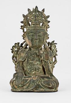 BUDDHA, brons, Kina, sen qing (1800/1900-tal.).