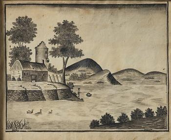 Swedish artist, fisherman in a lake landscape, late 18th century/early 19th century.