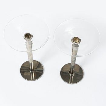 Ulla Christiansson, ljusstakar, ett par. "Gala", Metall och glas, Svenskt Tenn.