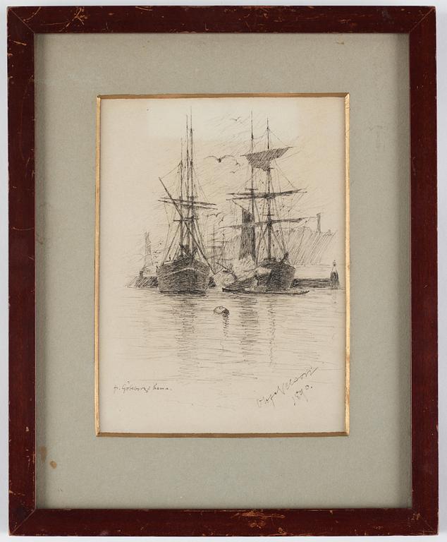 Olof Sager-Nelson, indian ink on paper, signed Olof Nelson and dated 1890.