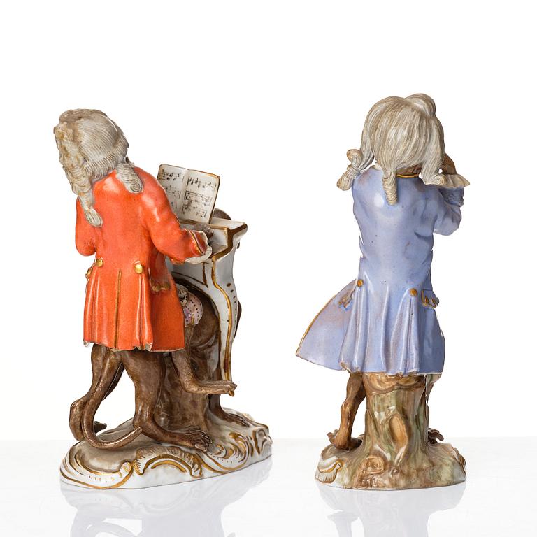 A group of eight Meissen porcelain figures from the 'Affenkapelle', late 19th Century.