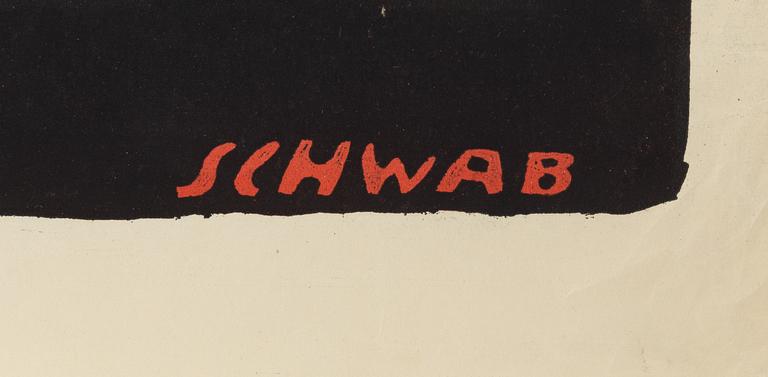 Eigil Schwab, litografisk affisch, "Läs Naggen", Rokotryck, A.-B. Kopia, Stockholm, omkring 1920.