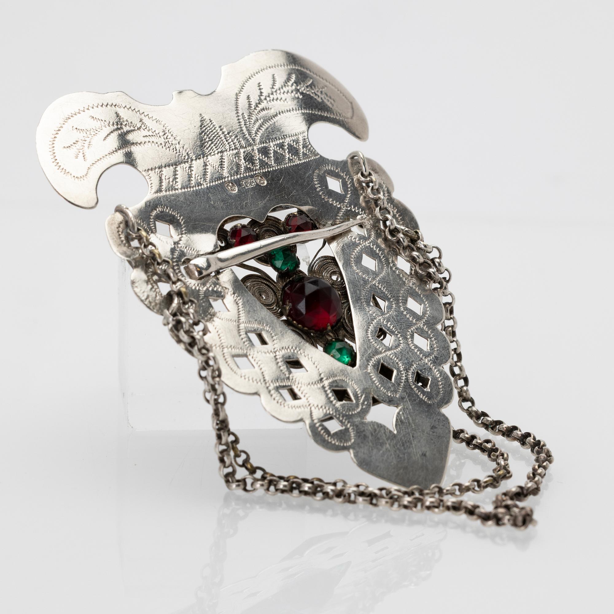 Costume jewellery, silver, Claes Christian Carlén (1830–44), Borås.
