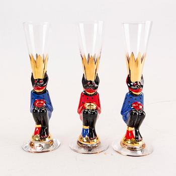 A set of six Gunnar Cyrén snaps glasses from Nobelservisen Orrerfors later part of the 20th century.