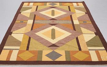 Kerstin Persson, A CARPET, flat weave, ca 277 x 184 cm, a woven signature KP, an embroidered signature AÖ.