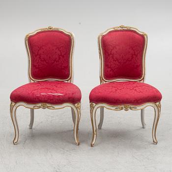 A pair of French Louis XV chairs, mid 18th century.