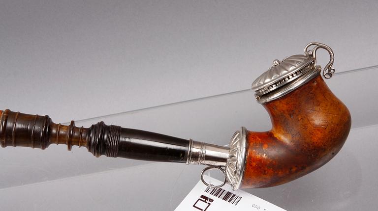 LÅNGPIPA, trä och silver, trol Eric Söderholm, Härmösand, verksam 1827-80.