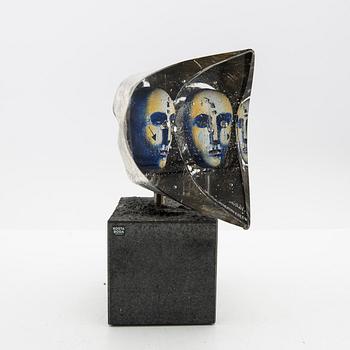 Bertil Vallien, sculpture, glass, "Janus" Limited Edition, Kosta Boda.