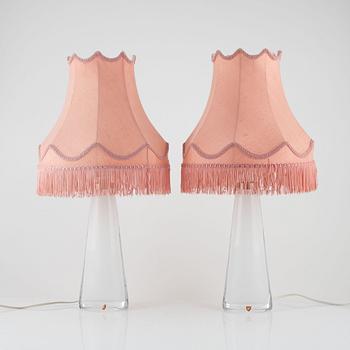 Carl Fagerlund, a pair of table lights, Orrefors.