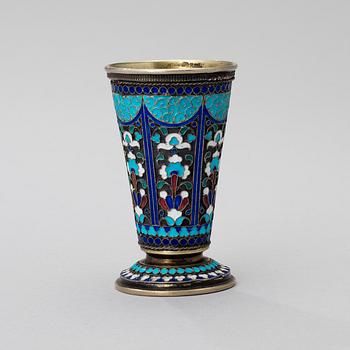 BEAKER, silver and cloisonné enamel, Nikolai Zverev, Moscow ca 1900.