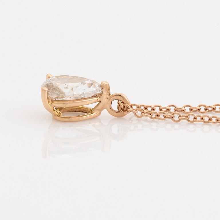 Pear shaped diamond necklace, ca 1,15 ct.