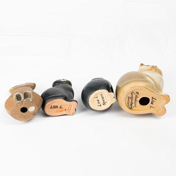 Lisa Larson, a set of eight stoneware figurines, K-Studion and Gustavberg.