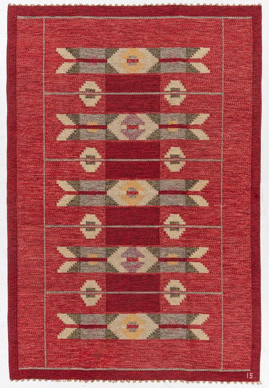 Ingegerd Silow, rug flat weave, approx. 240 x 163 cm, signed IS.