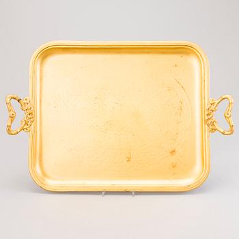 A POLISH TRAY, gilt silver plate, Fraget/Warszawie, late 19th century.