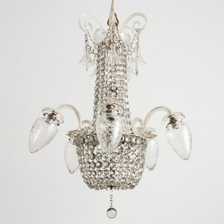A cut-glass chandelier, first part 20th century.