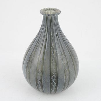 A glass filigree vase, Venini, Murani, Italy.