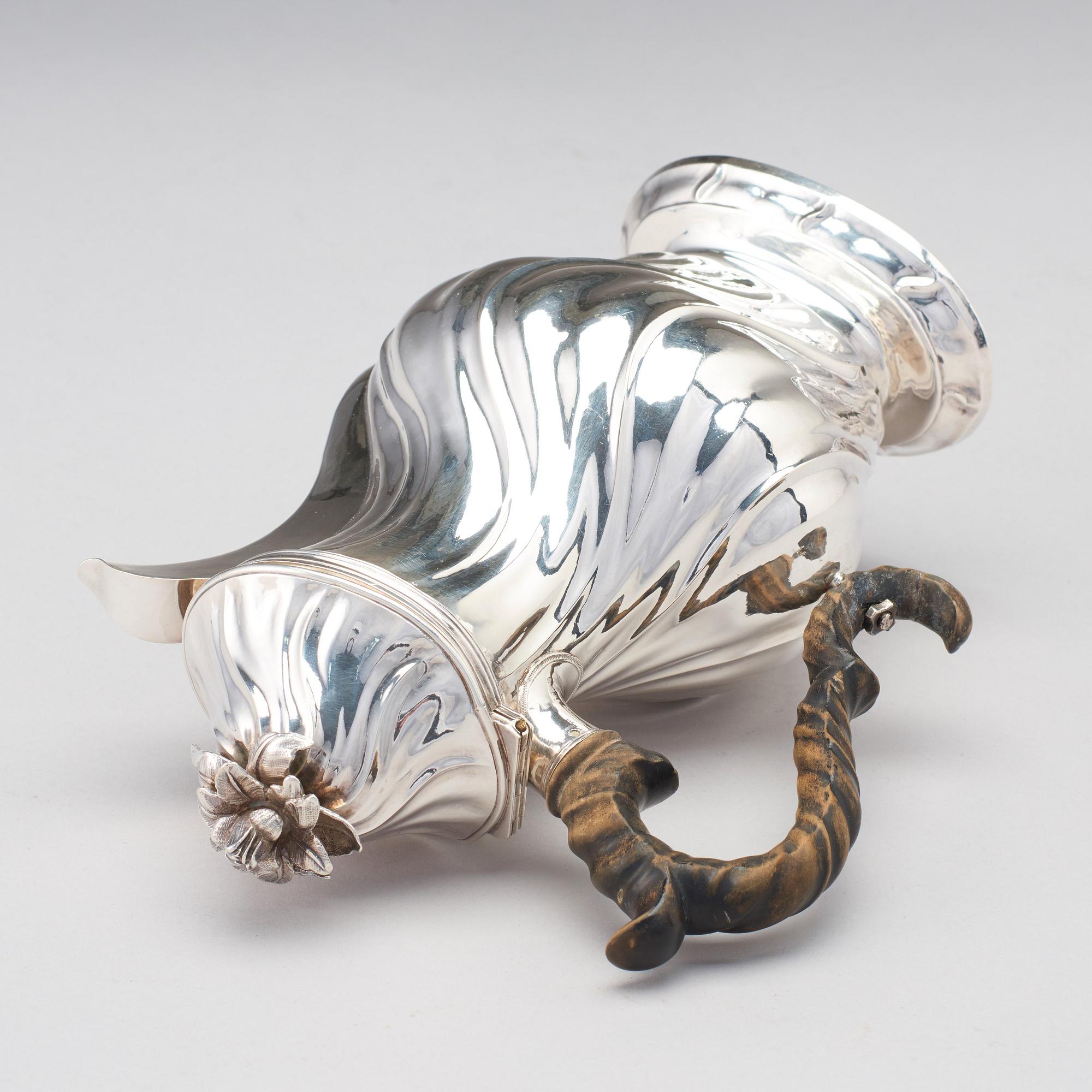 A Swedish 18th century rococo silver coffee-pot, maker's mark of Jacob Lampa, Stockholm 1770.