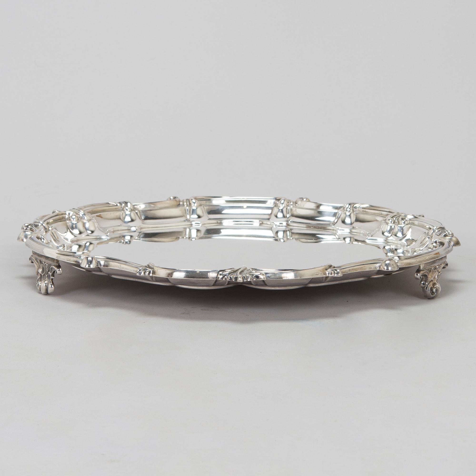 Brickbord, sterlingsilver och mahognyfaner, Mappin & Webb, London 1912, stommen av Paul Boman.