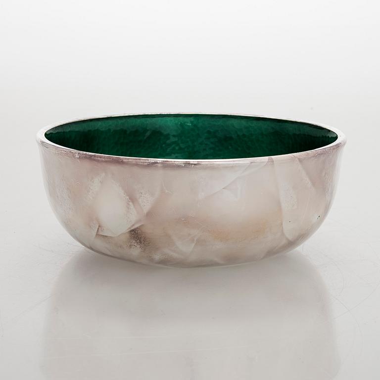 A sterling silver and enamel bowl, maker's mark of A. Tillander, Turku 2005.