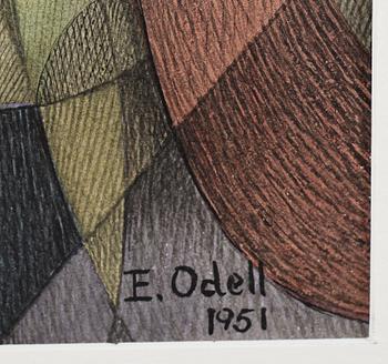 OIDENTIFIERAD KONSTNÄR, blandteknik, signerad E. Odell och daterad 1951.
