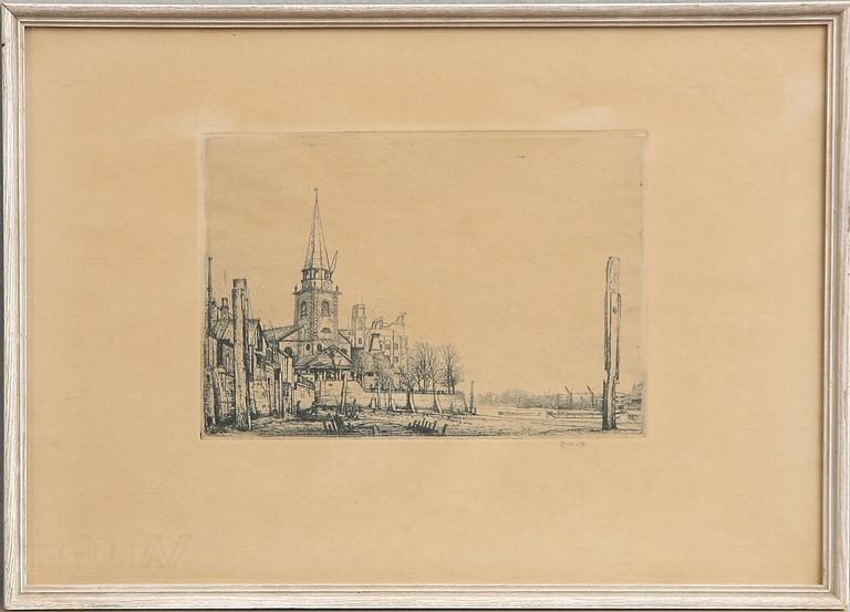 REMBRANDT HARMENSZ VAN RIJN, efter. Etsning.