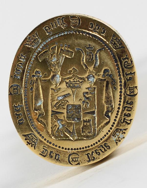 SIGILLSTAMP, brons, 1700/1800-tal.
