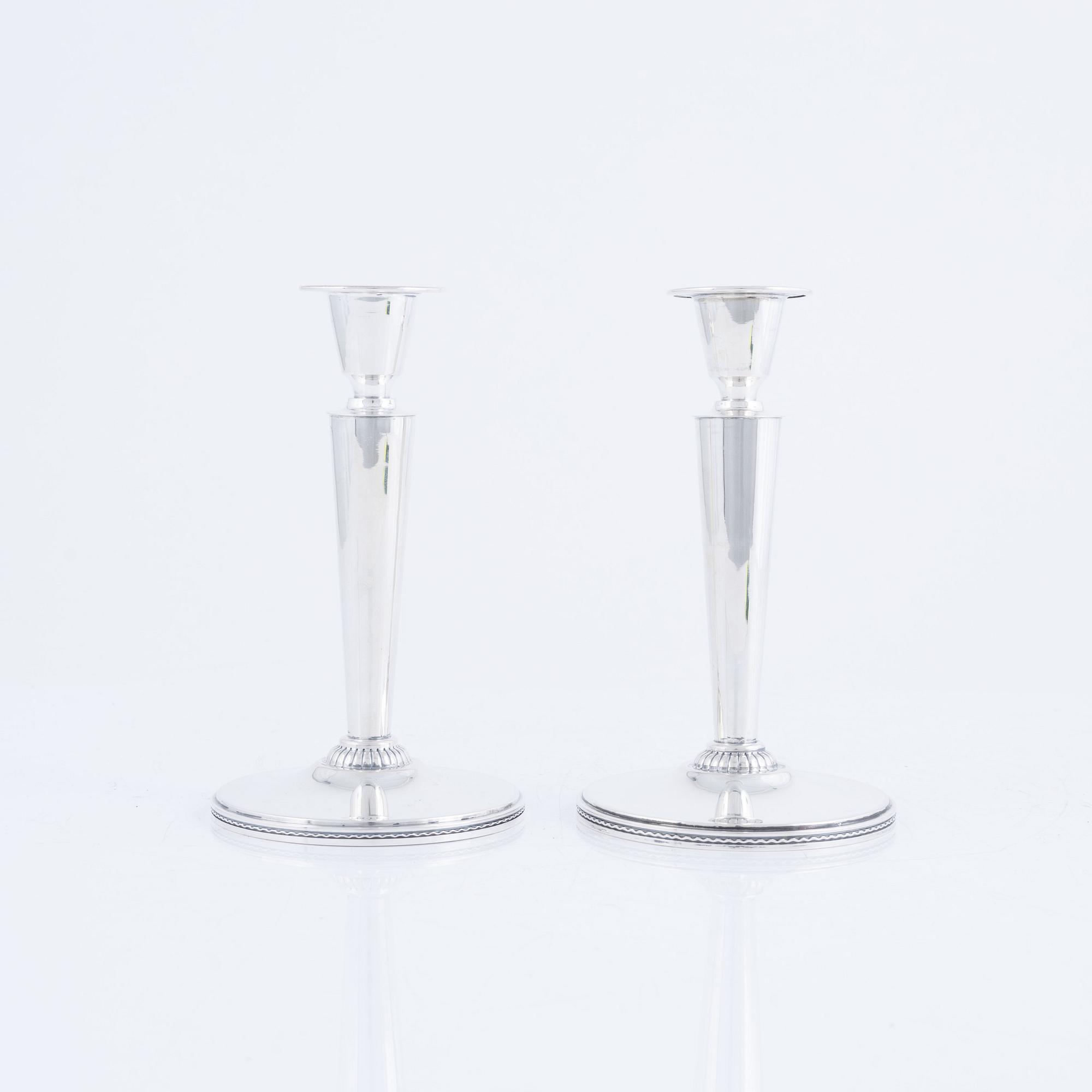 Eric Råström, ljusstakar, ett par, silver, CG Råström, Stockholm, 1955.