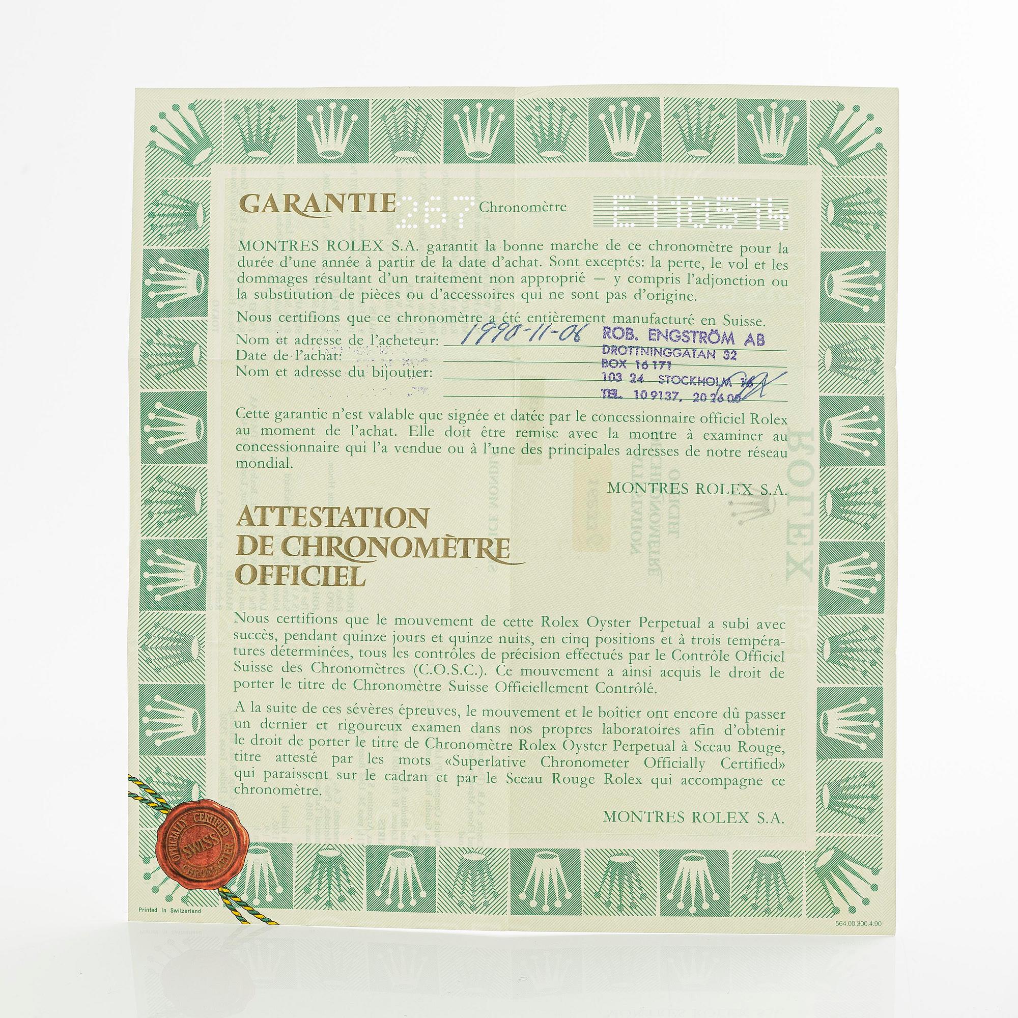 Rolex, Datejust, "Blue Diamond Vignette Dial", ca 1990.