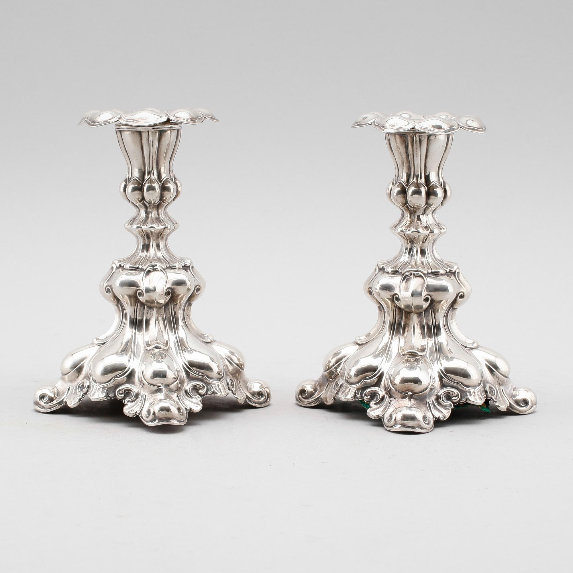 LJUSSTAKAR, 1 par, silver, CG Hallberg, Stockholm 1950.