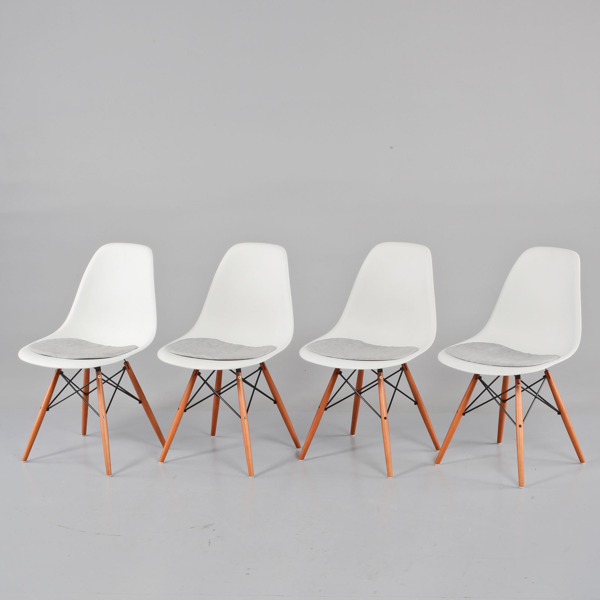 STOLAR, 4 st, "Plastic chair", Charles & Ray Eames, Vitra, 2000-tal.