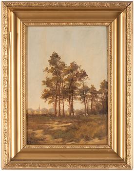 OKÄND KONSTNÄR, olja på pannå, otydligt signerad, 1800-tal.