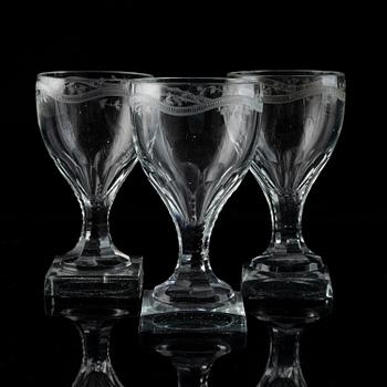 A set of 13 late Gustavian dessert wine glasses.