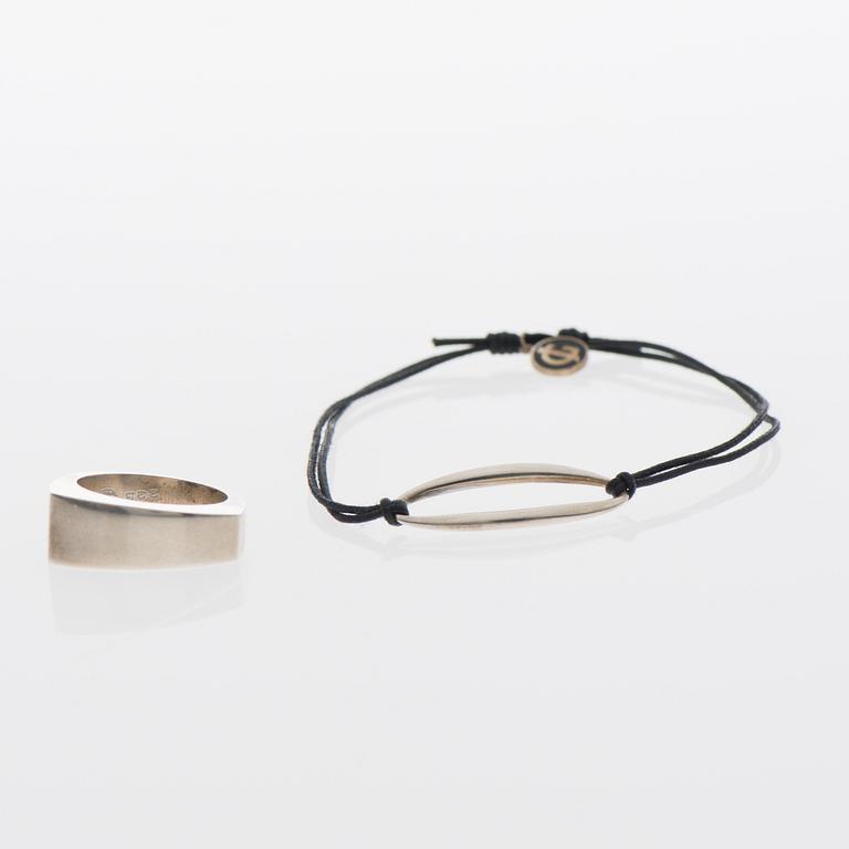 GEORG JENSEN, RING "Victory" and BRACELET "Zephyr", silver.