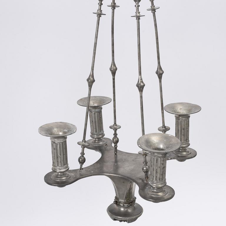 Ferdinand Boberg, a pewter chandelier, Santessons Tenngjuteri, Stockholm 1904.