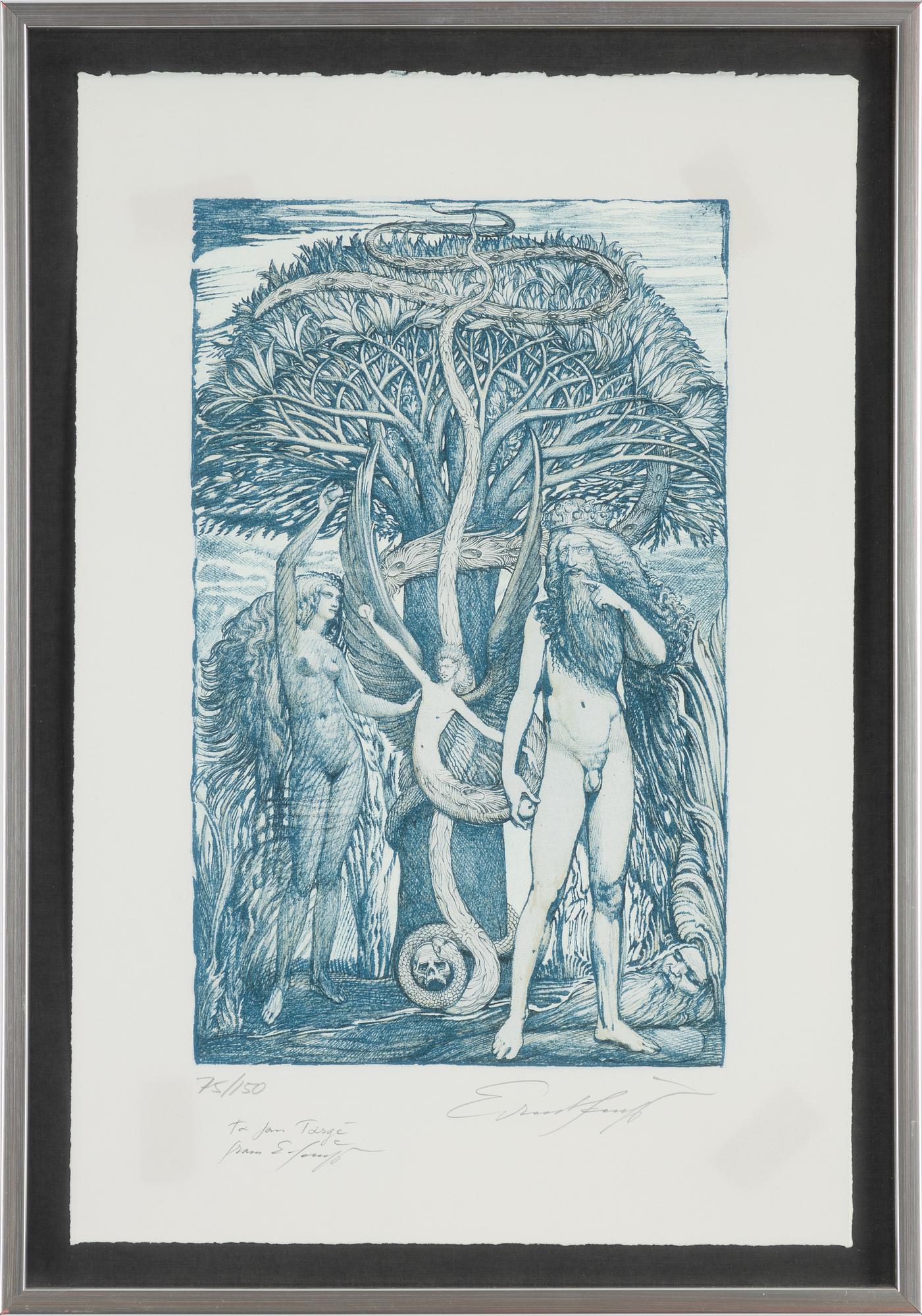 Ernst Fuchs, "Beneath the tree", mapp.  + två inramade.
