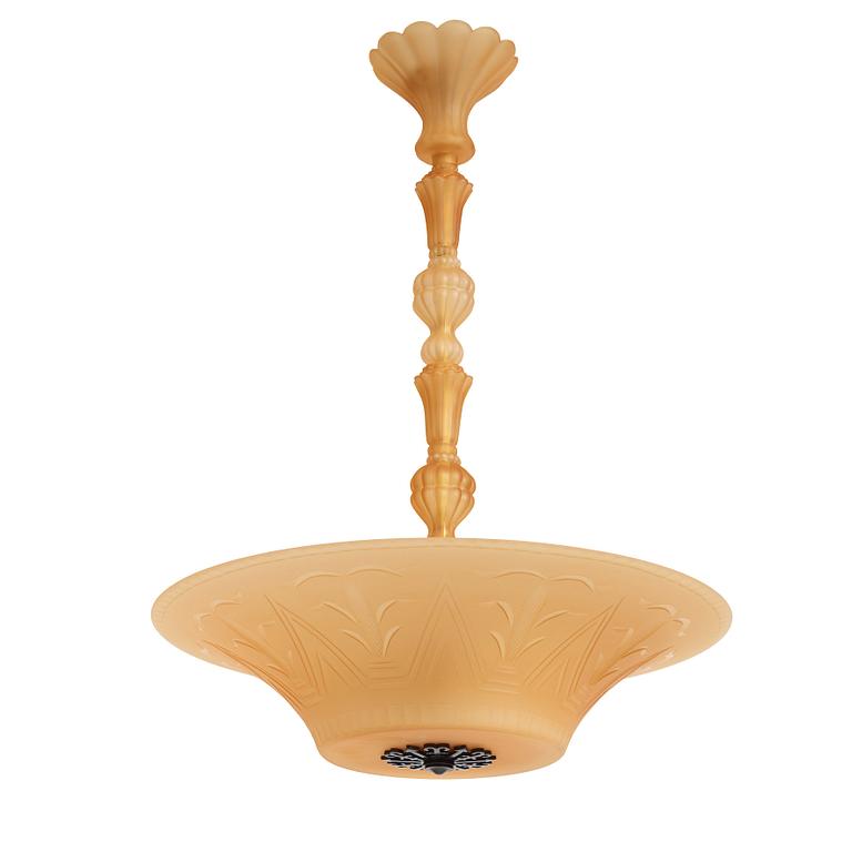 Edward Hald, & Erik Tidstrand, a ceiling lamp, Nordiska Kompaniet & Orrefors, executed ca 1926.