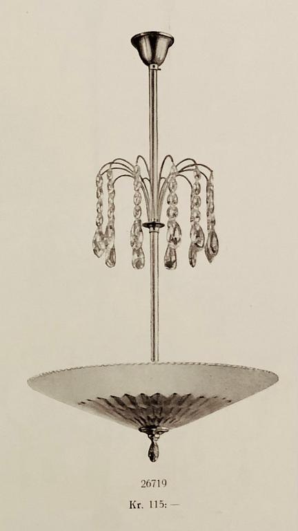 taklampor, ett par, Orrefors & Nordiska Kompaniet, 1920-30-tal.