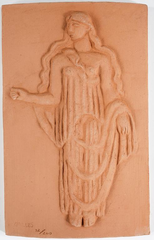 CARL MILLES, efter, väggplakett, terracotta, numrerad 32/200.