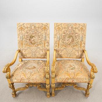 Karmstolar ett par barockstil 1900-talets första hälft.