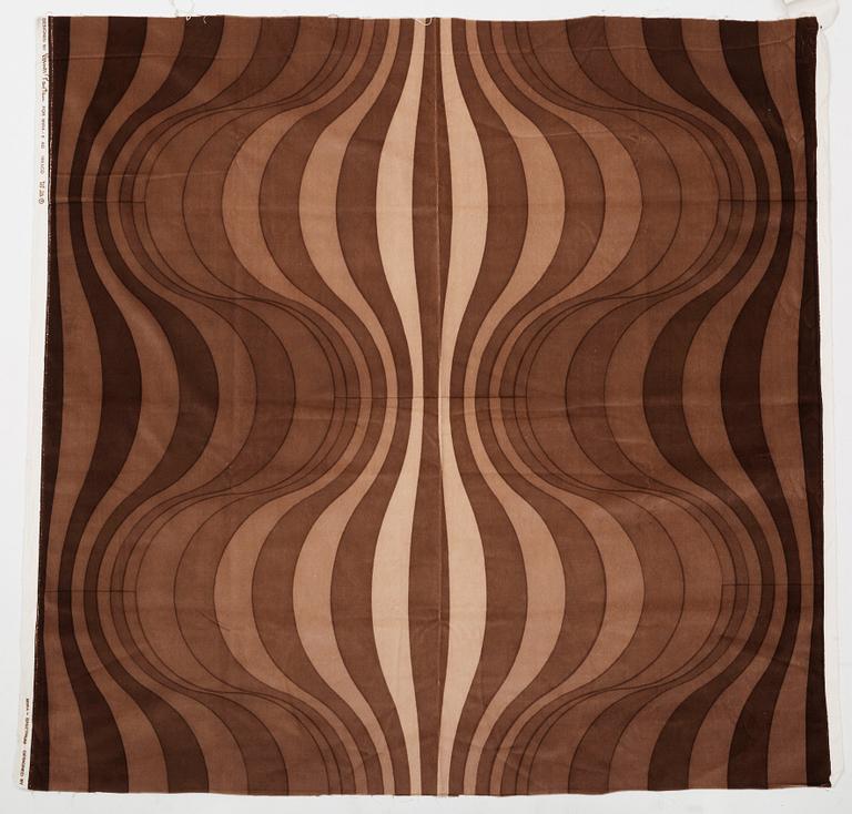 Verner Panton, GARDINLÄNGDER, 3 ST., OCH PROVBITAR, 5 ST. Bomullsvelour. Olika beige nyanser och mönster. Verner Panton.