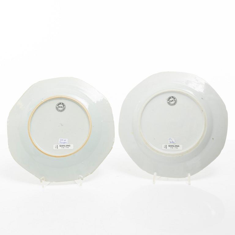 Assietter, 9 st, porslin, Kina, Qianlong (1736-95).