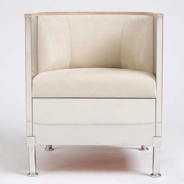 Mats Theselius, an 'Inox' armchair, ed. 12/199, for Källemo, Sweden post 2015.