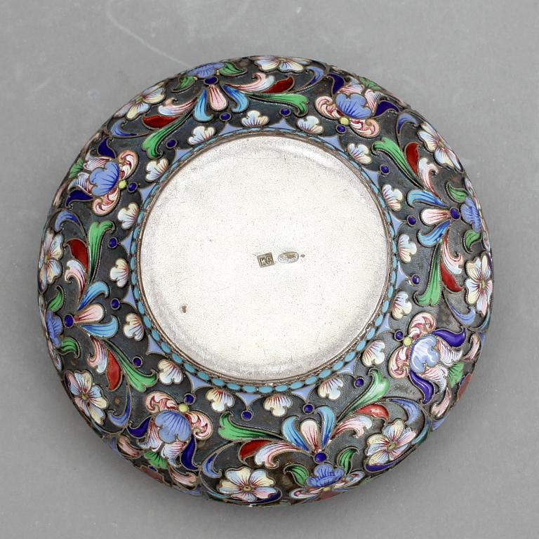 SALTKAR, silver och emalj, troligen Ivan Saltykov, Moskva, sent 1800-tal.