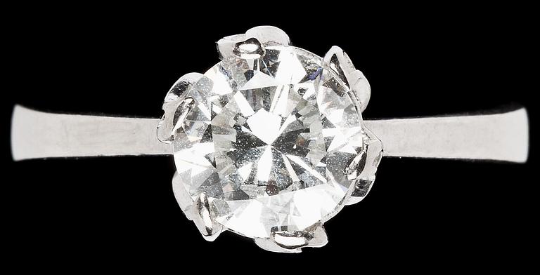 A brilliant cut diamond ring, app. 1.75 cts, 1960's.