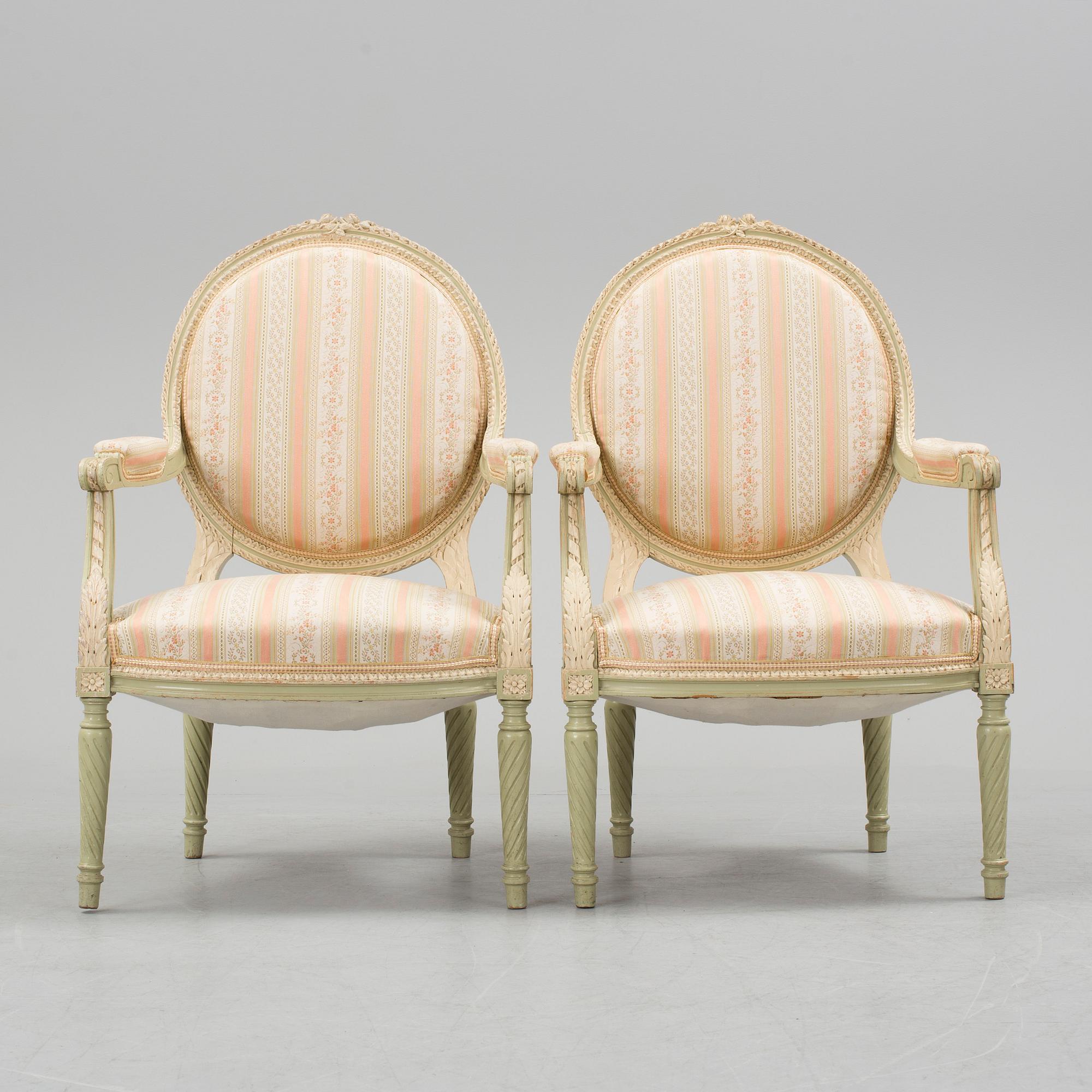 SALONGSGRUPP, 7 delar, gustaviansk stil, 1900-talets början.