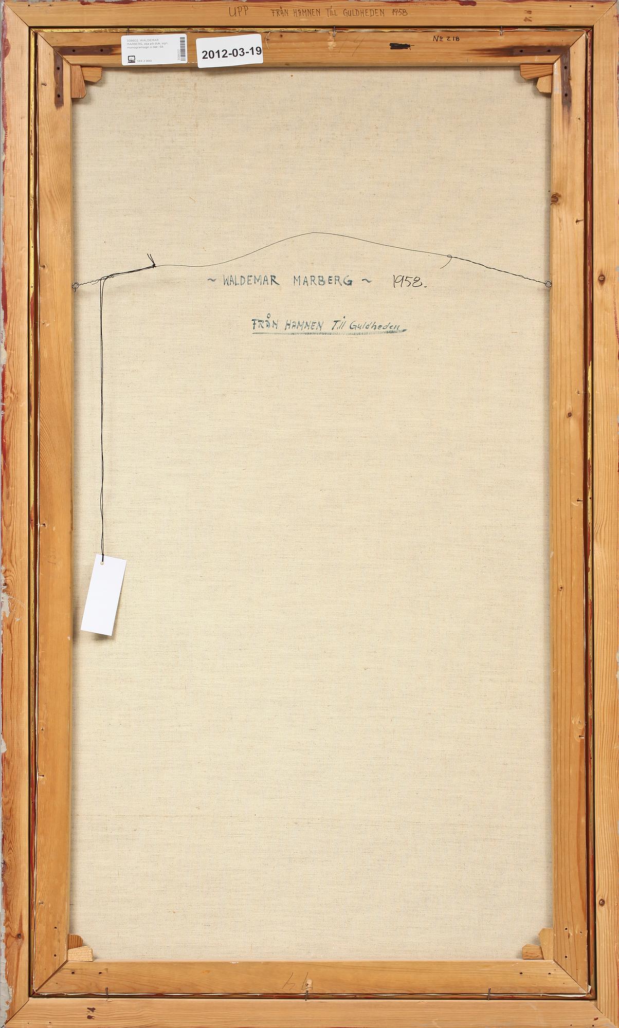 WALDEMAR MARBERG, olja på duk, sign, monogramsign o dat -58.