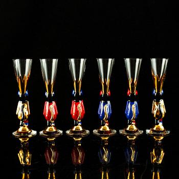 Gunnar Cyrén, a set of six "Devil" shot glasses and a decanter from the "Nobel" series, Orrefors Sweden post 1996.