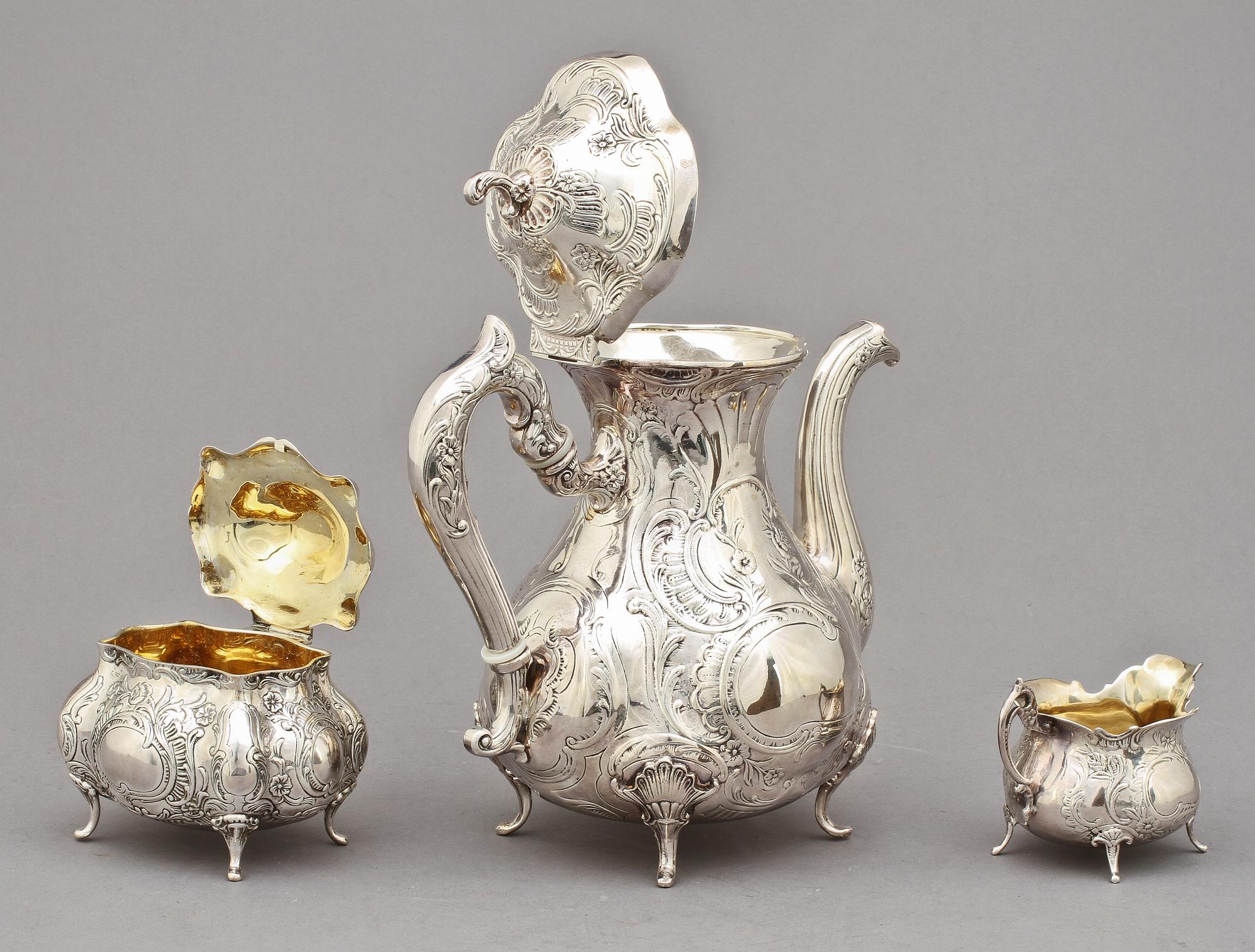 KAFFESERVIS, 2+1 delar, silver, GEWE, Malmö, 1970-tal. Vikt 1300g.