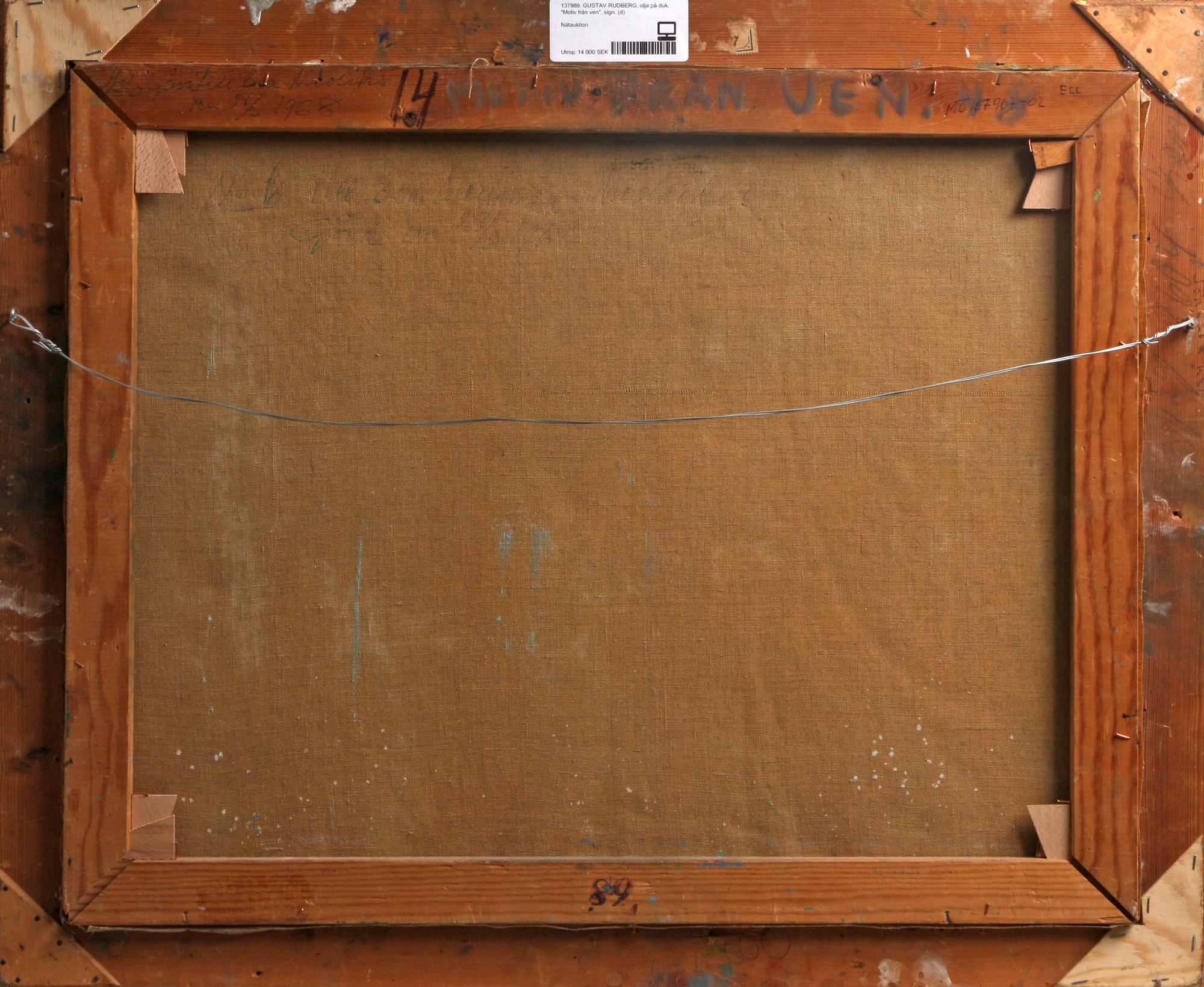 GUSTAV RUDBERG, olja på duk, "Motiv från ven", sign.